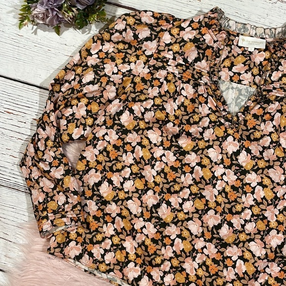 The Westside Floral Autumn Ruffle Trim Peasant Blouse - Picture 4 of 8